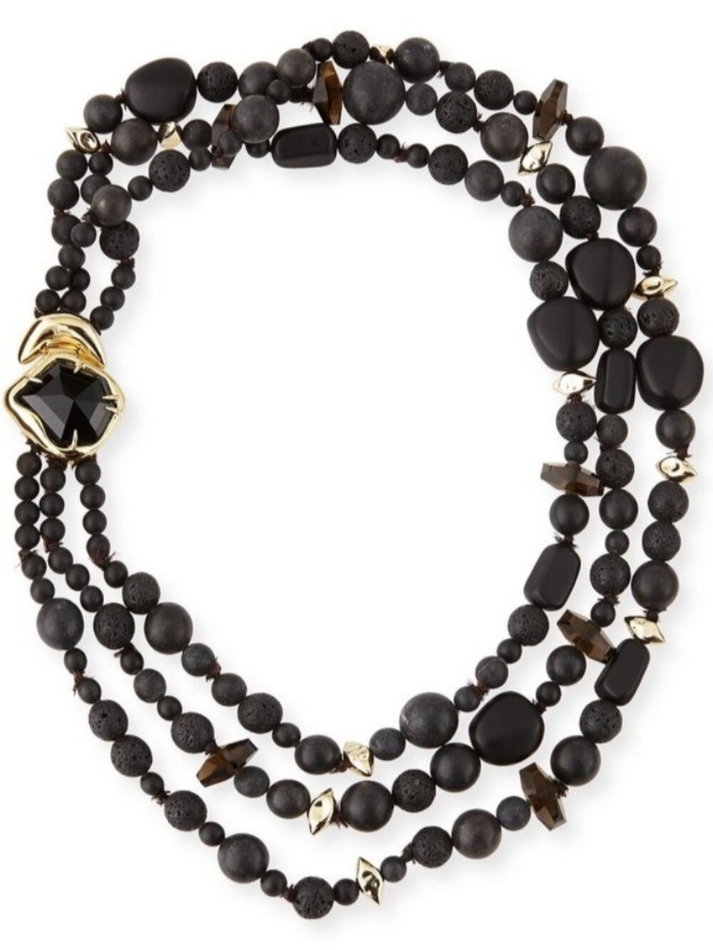 Alexis Bittar Miss Havisham Three-Strand Black Onyx Necklace